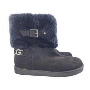 GBG GaleyA Faux Fur Winter Boots Women 9.5 Black Buckle Cold Weather Boot (Flaw)